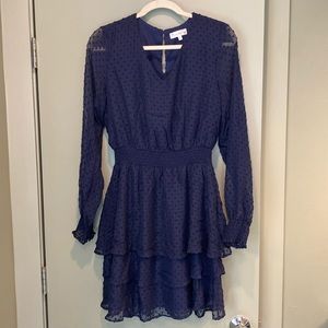 navy blue honey and rosie long-sleeve dress